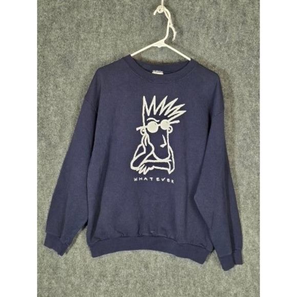 Tultex Other - Vintage Tultex Maximum Sweats Whatever Graphic Navy Blue Sweatshirt Mens Large